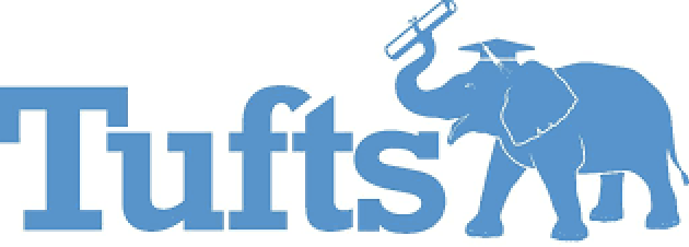 Tufts' logo with elephant holding a diploma